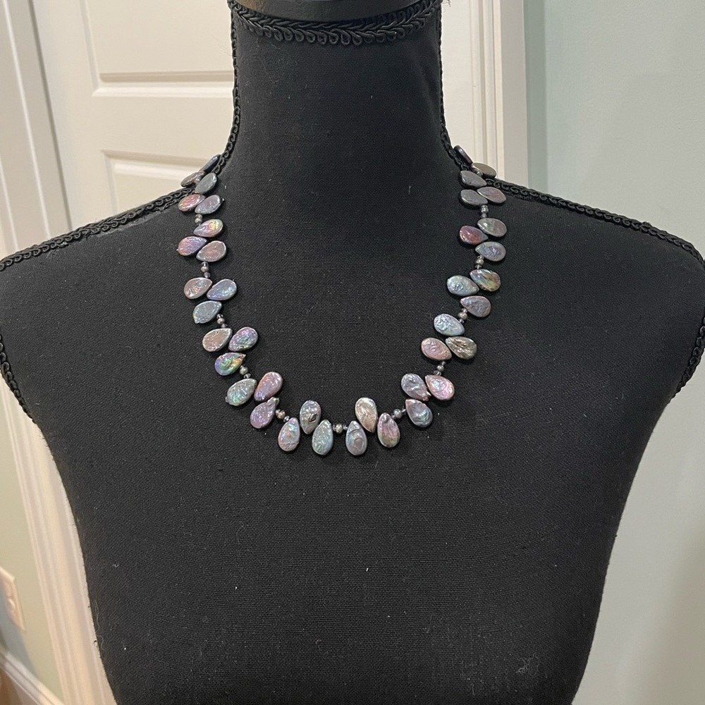 Black iridescent stone Necklace